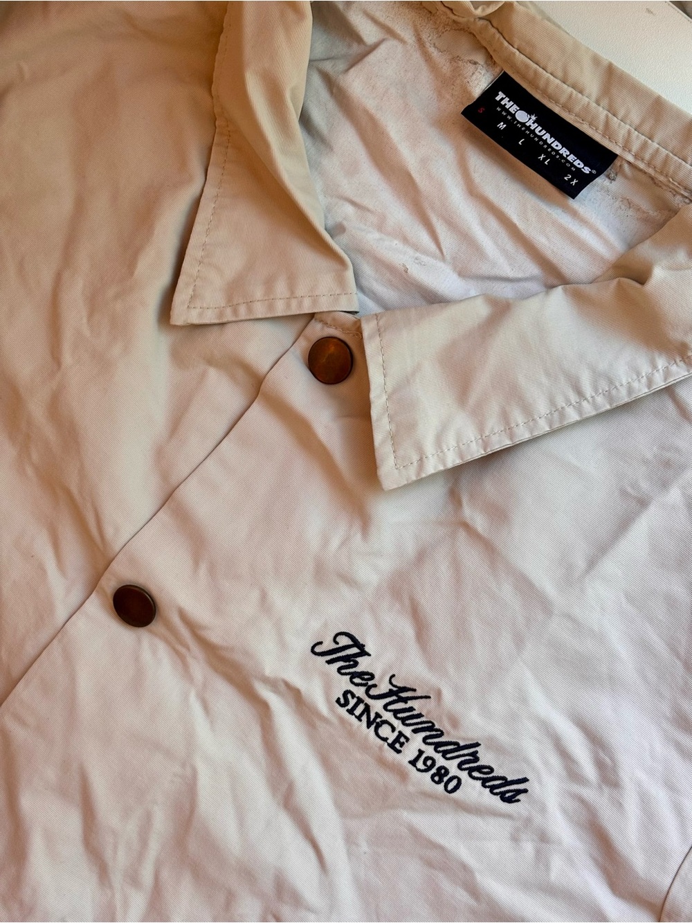 The Hundreds Beige Jacket with Black Script Logo
